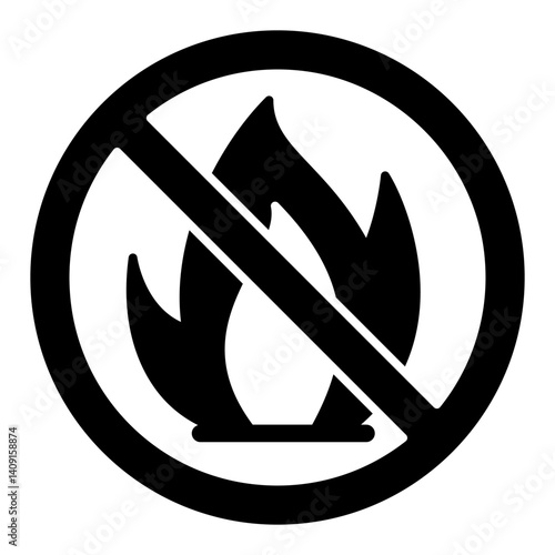 Photos Fire flame forbidden solid icon, no fireplace allowed concept