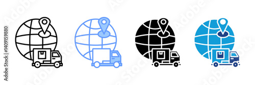 Global Logistics Icon Set Multiple Style Collection