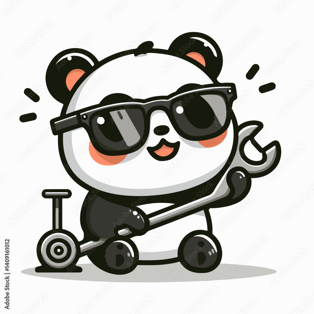 Fototapeta premium cartoon panda wearing glasses vector illustration