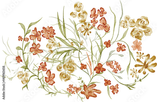 wildfloral watercolor bouquet  in neutral color variation