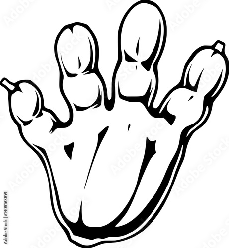 Stylized Five-Fingered Hand Print Graphic Design