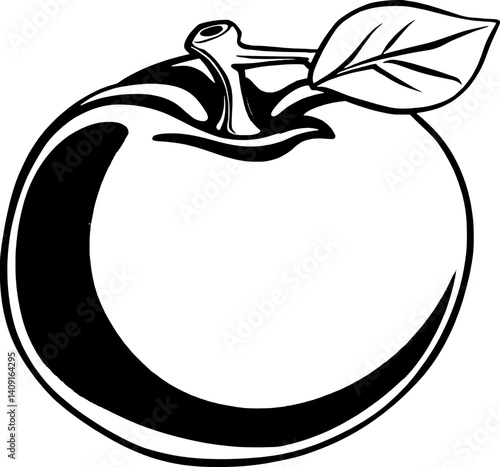 A Single Lavish Purple Apple with Leaf Shiny and Smooth