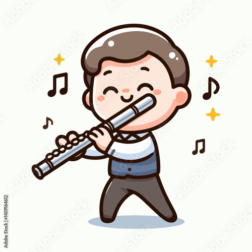 vector illustration of playing the flute
