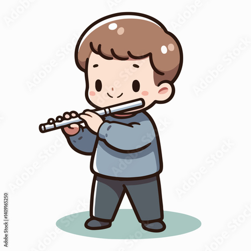 vector illustration of playing the flute