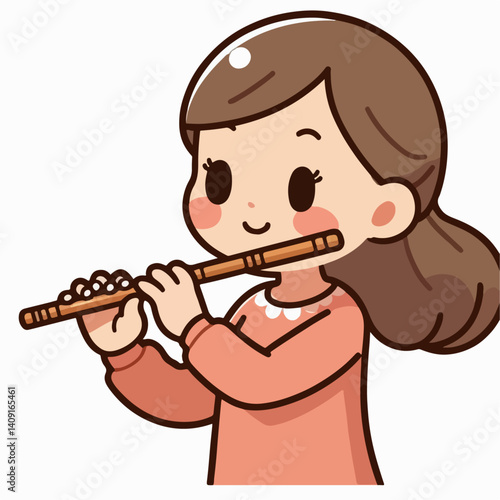 vector illustration of playing the flute