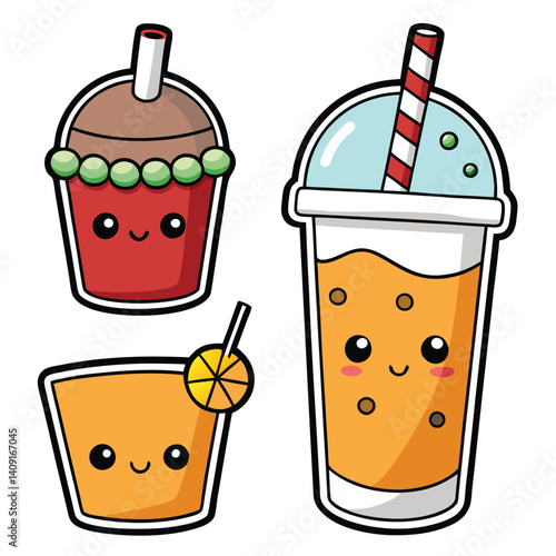 Cute cartoon drinks