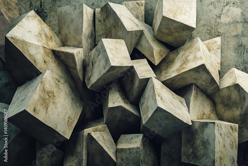 Creative Assembly of Intricate Papier-Mache Shapes in a Textured Backdrop. Generative AI