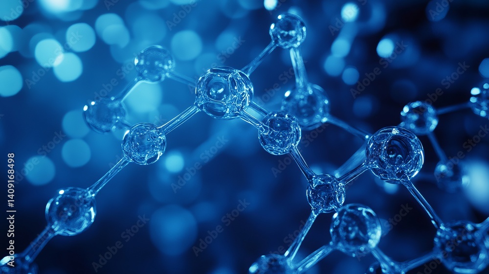 Abstract blue molecular structure science background image 3d art atom bond cell data macro design Abstract blue molecular structure science background image 3d art atom bond cell data macro design