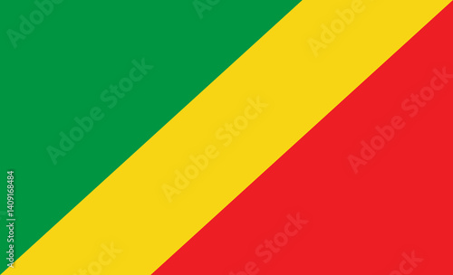 Republic of the Congo flag design. Republic of the Congo national flag Vector illustration. Republic of the Congo official color flag design.