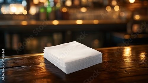 Obraz na płótnie Elegant mockup of white paper napkins in a cozy bar with inviting lighting and depth of field w salonie
