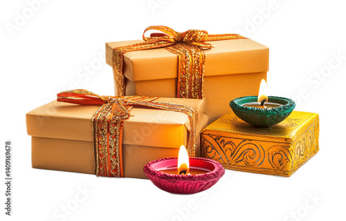 Diwali Gifts for Holiday Present Giving - Isolated on White Background