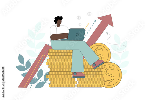 Successful business. Enrichment, multiplication of money. Financial success, consulting, investing.eps