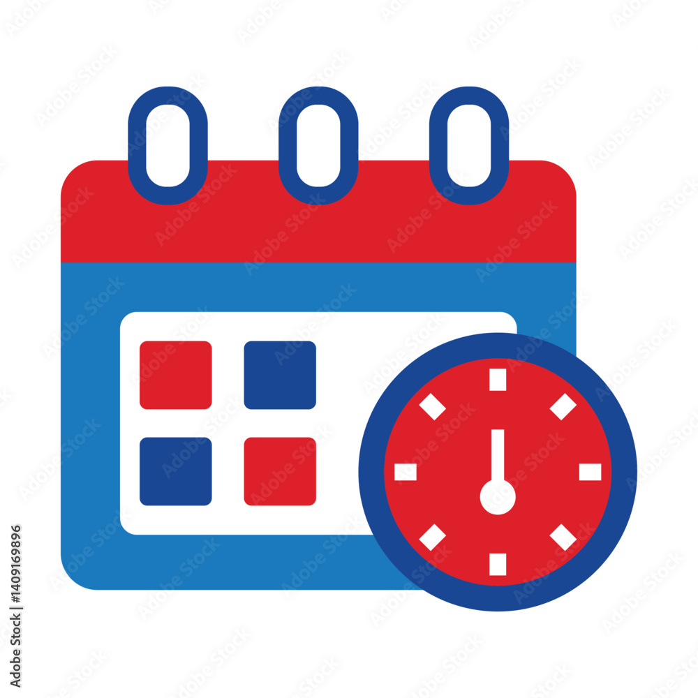 Calendar and Clock Icon Representing Time Management Calendar and Clock Icon Representing Time Management