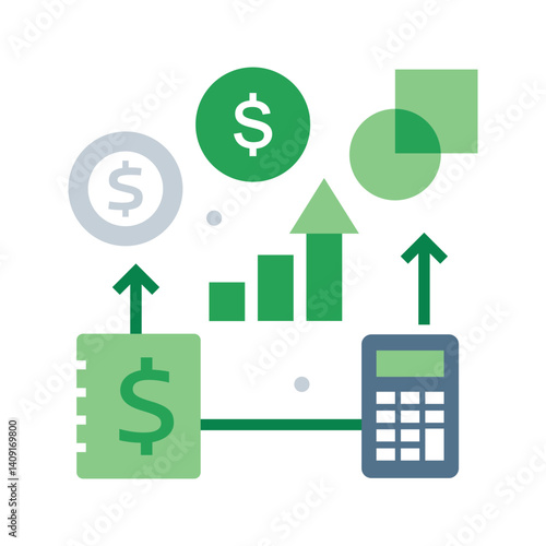 Financial Growth Concept with Calculator, Notebook, and Graphs
