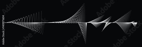 Digital sound equalizer . Audio signal frequency signal . Abstract flow linear fluid wavy shape . Acoustic volume lines .Curved lines pattern . Music sound wave . Vector illustration