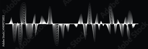 Digital sound equalizer . Audio signal frequency signal . Abstract flow linear fluid wavy shape . Acoustic volume lines .Curved lines pattern . Music sound wave . Vector illustration