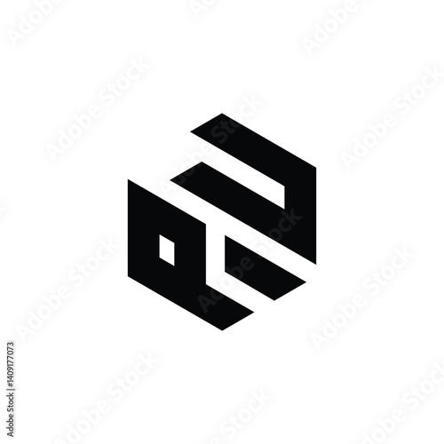 Initial PU Logo Polygon Shape Letter logo Design white background	