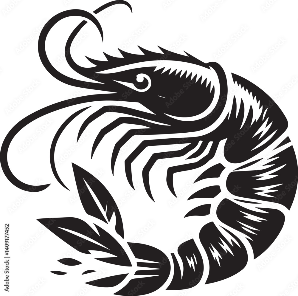 Obraz premium beautiful black Shrimp vector silhouette art this is an editable and printable vector eps file 