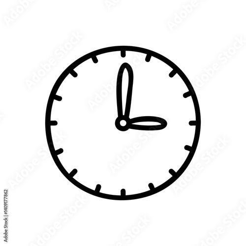 Clock hand draw icon vector. Time illustration sign. Wall clock symbol or logo.