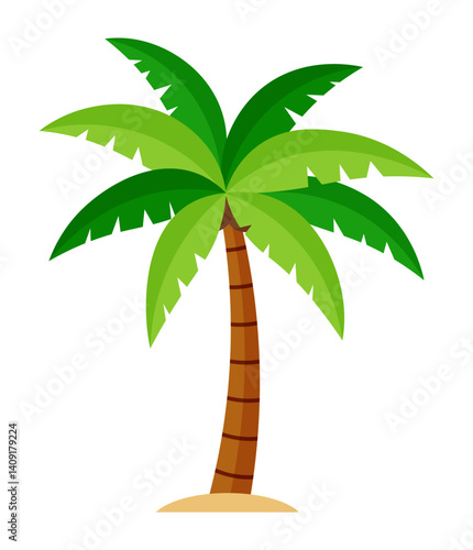 Coconut palm tree cartoon illustration plant summer tropical clipart