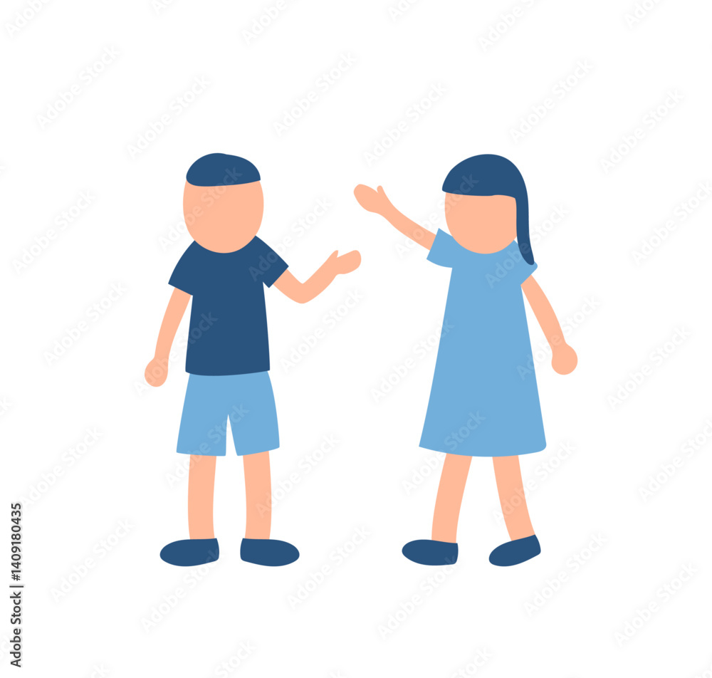 紹介をする男の子と女の子のイラスト 紹介をする男の子と女の子のイラスト