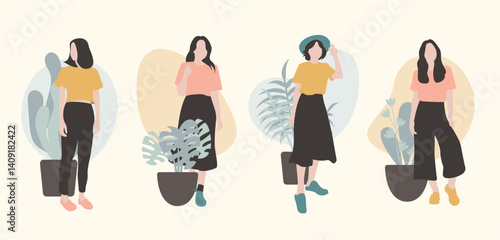 Colorful flat vector of stylish women expressing individuality and modern style, suitable for social media, branding, or design projects.