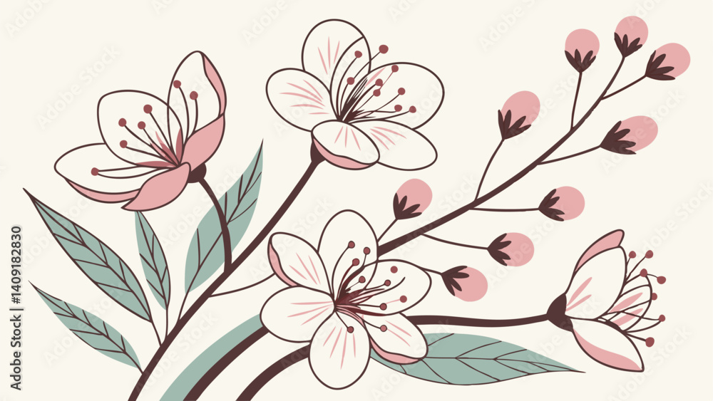 Fototapeta premium set-of-trendy-spring-floral-backgrounds--minimalis.eps