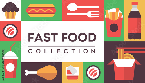 Fast food background vector menu poster flyer bright pattern seamless