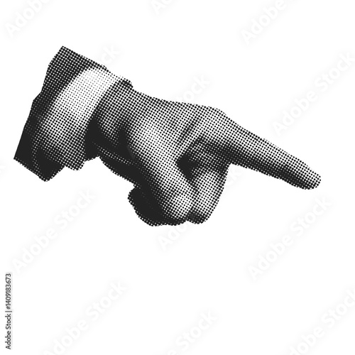 Retro Halftone Finger Pointing Sign, Hand in Vintage Style, Collage Style, 90s  Illustration, point Style