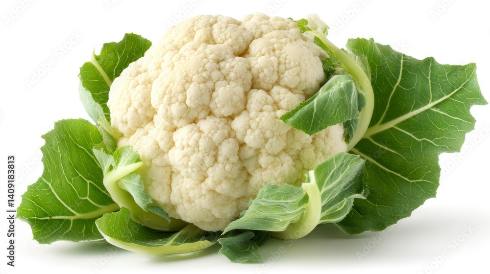 Fresh Cauliflower Head Isolated on White Background Fresh Cauliflower Head Isolated on White Background