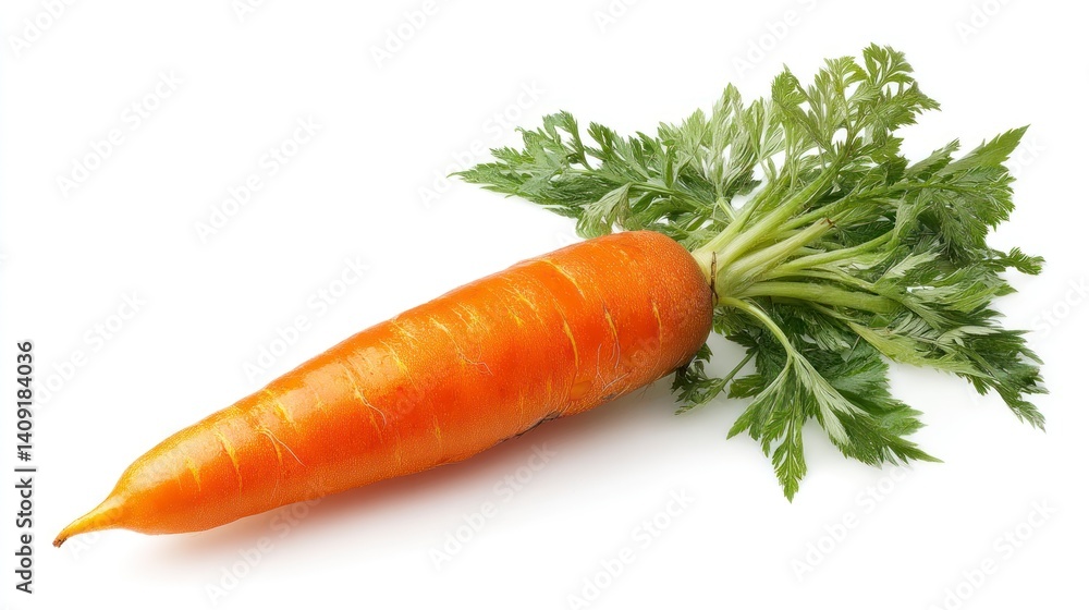 Fresh Carrot with Green Top on White Background Fresh Carrot with Green Top on White Background