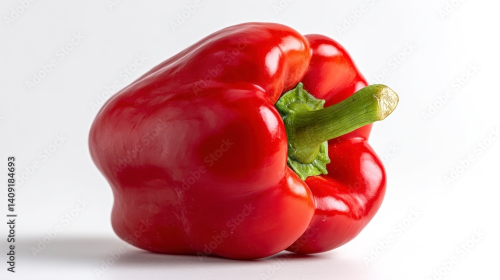 Single Red Bell Pepper Isolated on White Background Single Red Bell Pepper Isolated on White Background