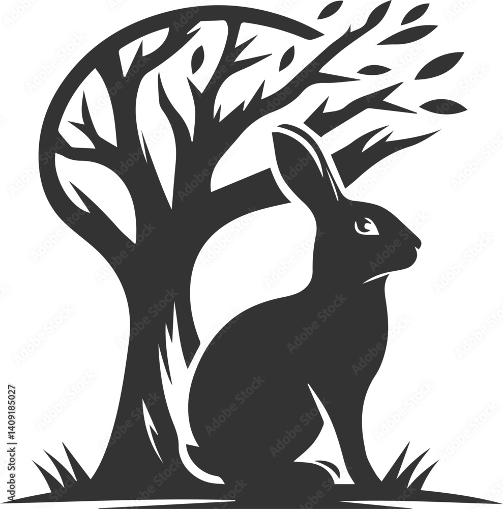 Obraz premium Forest rabbit animal silhouette vector