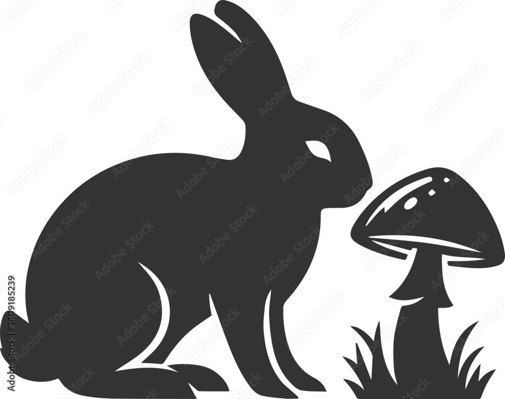 Obraz premium Forest rabbit animal silhouette vector