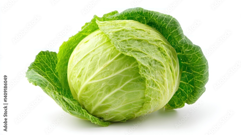 Fresh Green Cabbage Isolated on White Background Fresh Green Cabbage Isolated on White Background