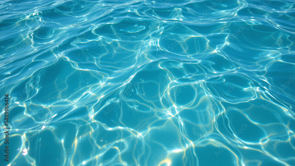 Water exhibits a vibrant, clear azure hue, resembling polished turquoise, with sunlight penetrating to create subtle shifts in color depth. Water exhibits a vibrant, clear azure hue, resembling polished turquoise, with sunlight penetrating to create subtle shifts in color depth.