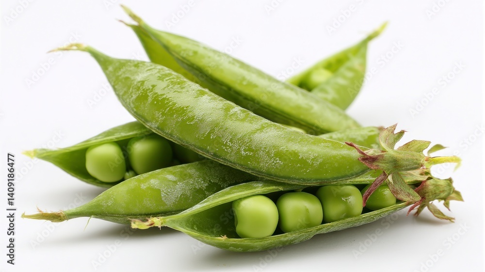 Fresh Green Peas in Pods Closeup on White Background Fresh Green Peas in Pods Closeup on White Background