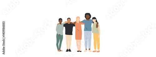 Children of different ethnicities stand together.