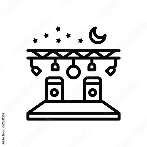 Black line icon for night show