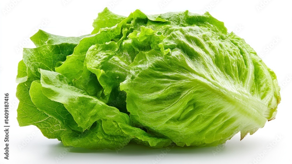 Fresh Romaine Lettuce Head on White Background Fresh Romaine Lettuce Head on White Background