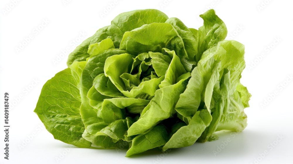 Head of Fresh Lettuce Isolated on White Background Head of Fresh Lettuce Isolated on White Background