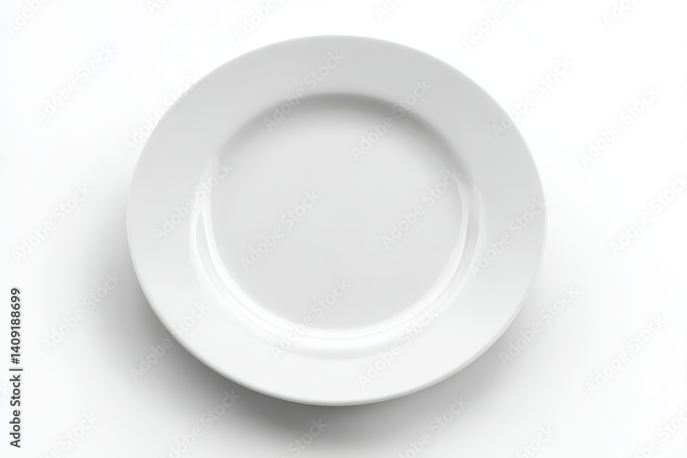 Plain white plate, top view, isolated on white background Plain white plate, top view, isolated on white background