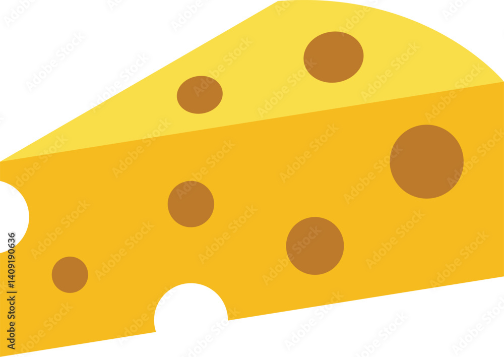 Fototapeta premium Cheese Slice Vector Icon or Flat Cartoon Style Dairy Food Illustration for food apps and websites 