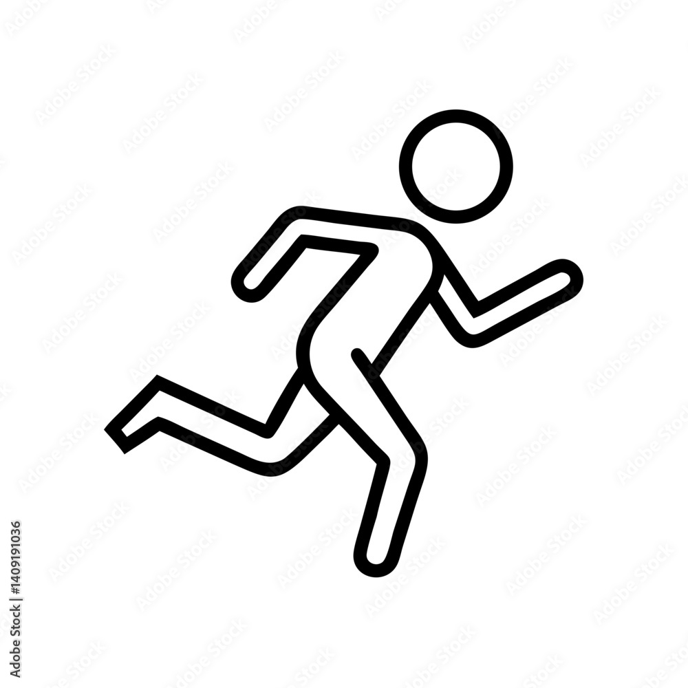 Black and white icon of person running Black and white icon of person running