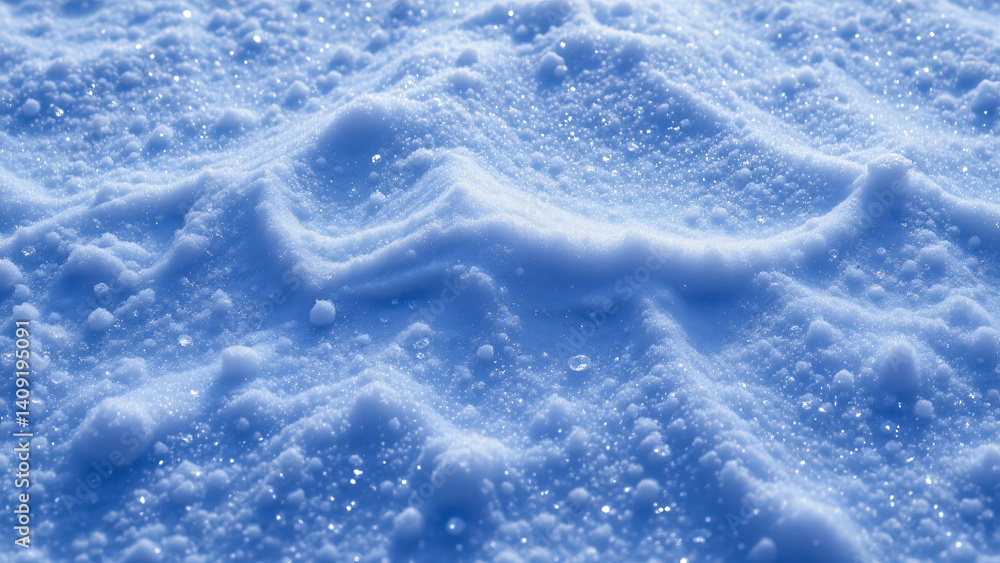 Obraz premium Vibrant sapphire hue providing a stark contrast to the brilliant white of the simulated snow. The snow appears to be piled high, creating a sense of abundance.