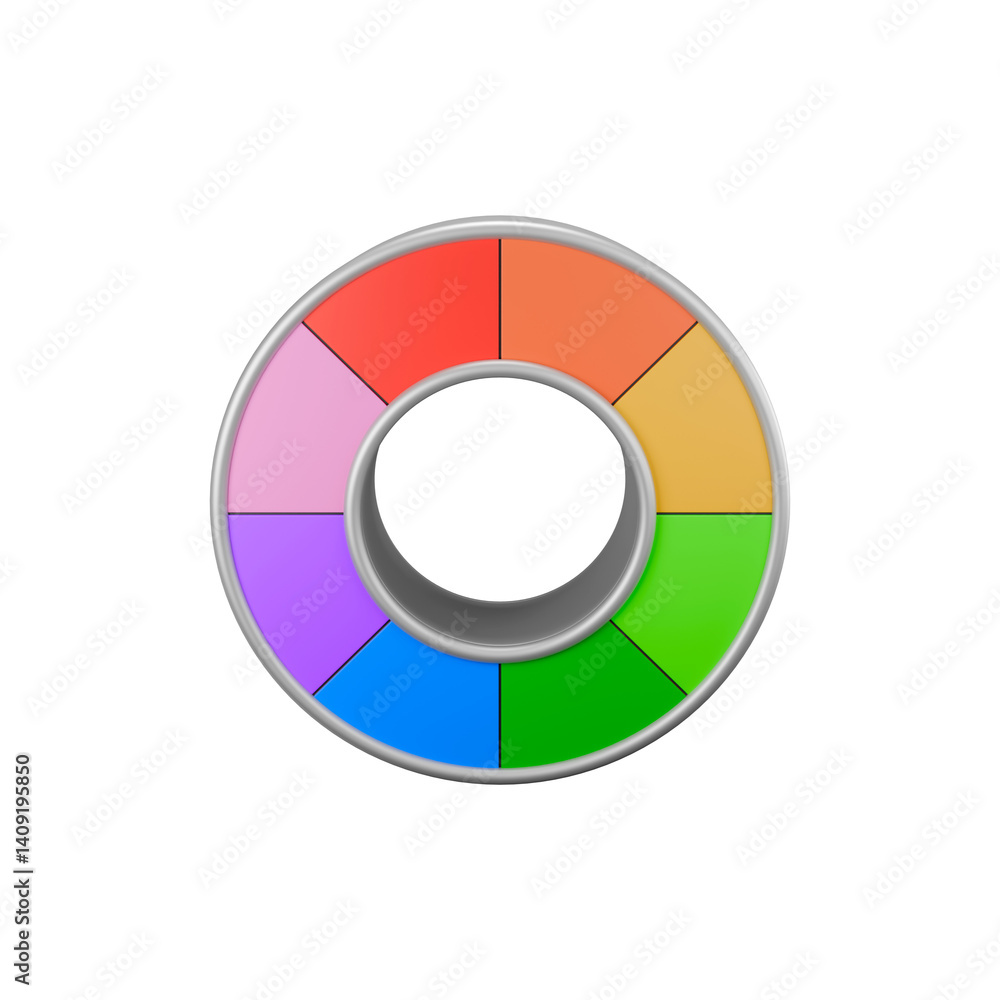 3D Donut Chart with Color Segments 3D Donut Chart with Color Segments