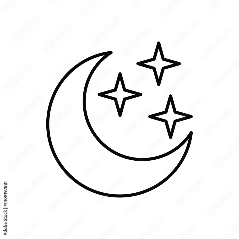Moon With Stars icon vector stock illustration Moon With Stars icon vector stock illustration