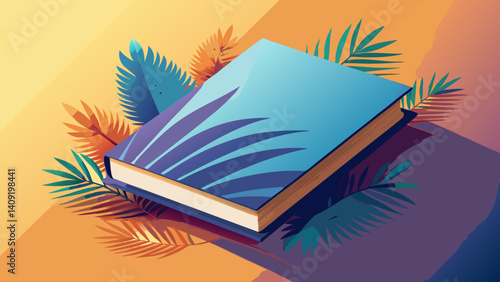 Blank book cover mockup layout design with shadows for branding. Vector illustration.