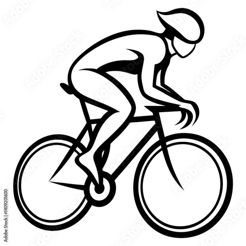 Silhouette of a bicyclist racing during a competitive event 