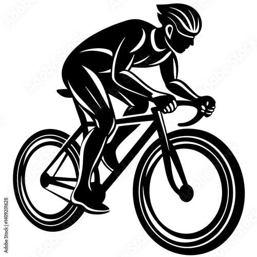 Silhouette of a bicyclist racing during a competitive event 